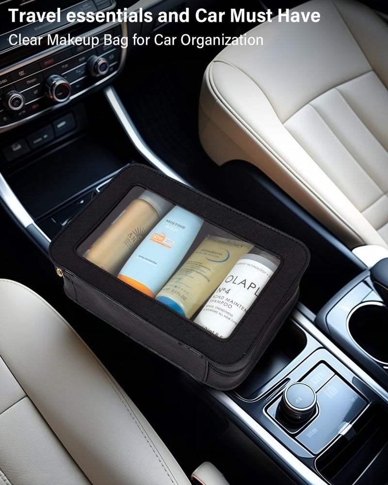 LETGO Clear Makeup Bag  Travel Cosmetic Case Toiletry Bag Make up Organizer Skincare Pouch for Women  Car Essentials Bag with Clear Windows (Black  Standard) - Image 3